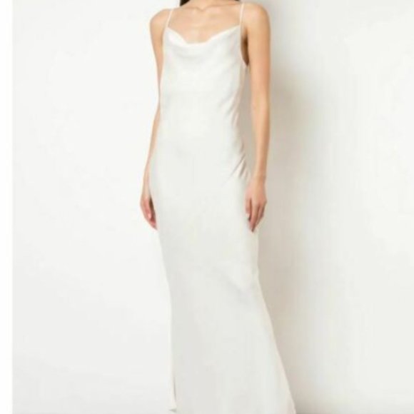 RE:Named New M White Maxi Dress Cowl Neck & Back